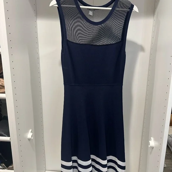 neiman marcus navy blue dress Neiman Marcus | Dresses | Neiman Marcus Navy And White Mesh Dress